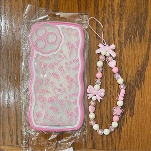 New Pink/White Floral Silicone Case iPhone 15 ProMax